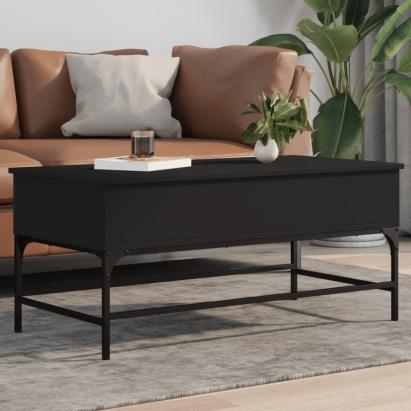 Măsuță de cafea, negru, 100x50x45 cm, lemn prelucrat și metal GartenMobel Dekor