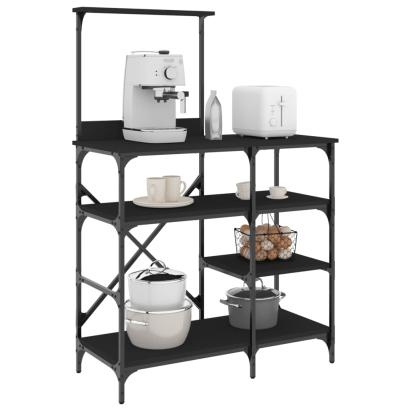 Raft pentru brutărie negru 90x40x132 cm lemn și metal prelucrat GartenMobel Dekor