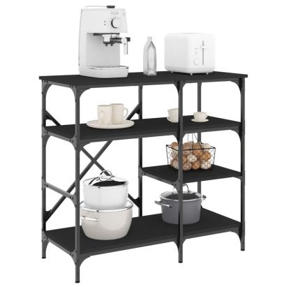 Raft pentru brutărie negru 90x40x84 cm lemn și metal prelucrat GartenMobel Dekor