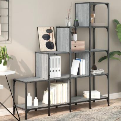 Bibliotecă, gri sonoma, 122x30x132 cm, lemn prelucrat/metal GartenMobel Dekor