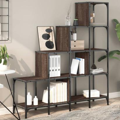 Bibliotecă, stejar maro, 122x30x132 cm, lemn prelucrat/metal GartenMobel Dekor