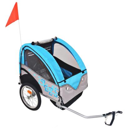 Remorcă de bicicletă, gri și albastru, 30 kg GartenMobel Dekor