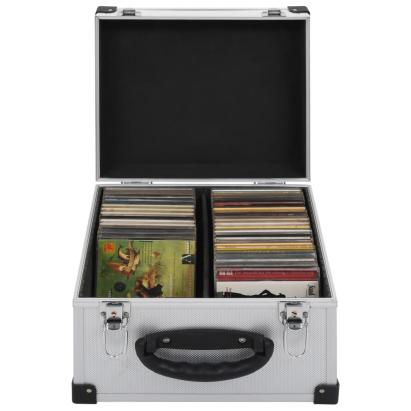 Casetă pentru 40 CD-uri, argintiu, aluminiu ABS GartenMobel Dekor