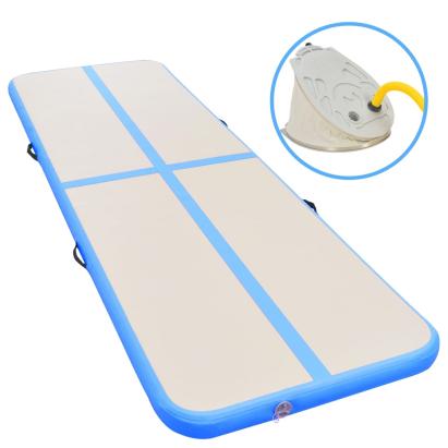 Saltea gimnastică gonflabilă cu pompă albastru 800x100x10cm PVC GartenMobel Dekor