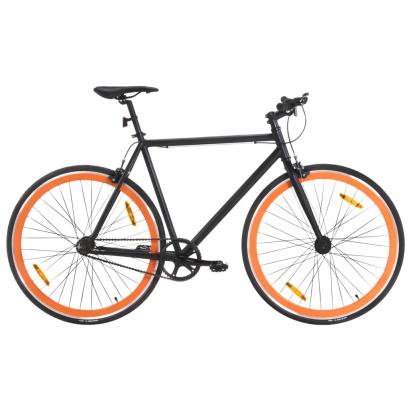 Bicicletă cu angrenaj fix, negru și portocaliu, 700c, 59 cm GartenMobel Dekor