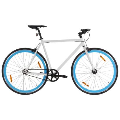 Bicicletă cu angrenaj fix, alb și albastru, 700c, 59 cm GartenMobel Dekor