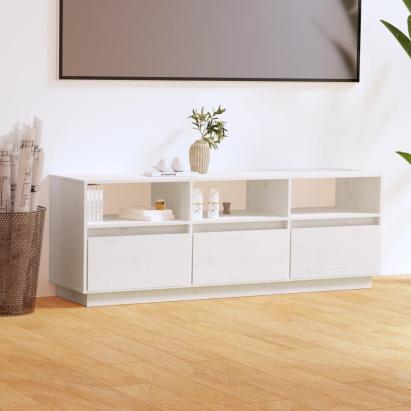 Comodă TV, alb, 140x37x50 cm, lemn masiv de pin GartenMobel Dekor