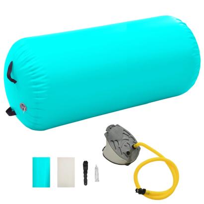 Rulou de gimnastică gonflabil cu pompă, verde, 120 x 90 cm, PVC GartenMobel Dekor