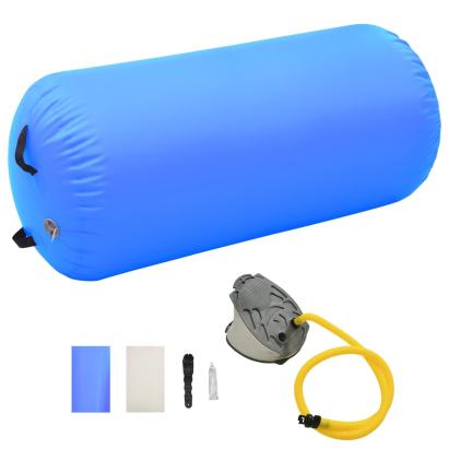 Rulou de gimnastică gonflabil cu pompă, albastru, 120x90 cm PVC GartenMobel Dekor