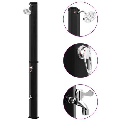 Duș solar de exterior cu cap de duș și robinet, negru, 35 L GartenMobel Dekor