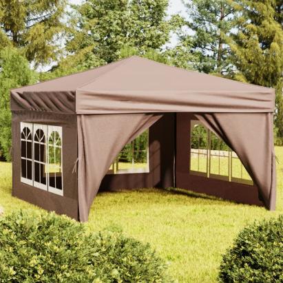 Cort pliabil pentru petrecere, pereți laterali, taupe, 3x3 m GartenMobel Dekor