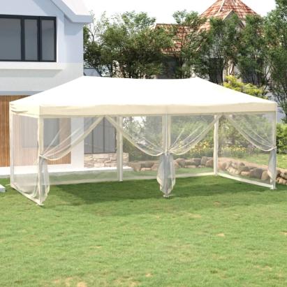 Cort pliabil pentru petrecere, pereți laterali, crem, 3x6 m GartenMobel Dekor