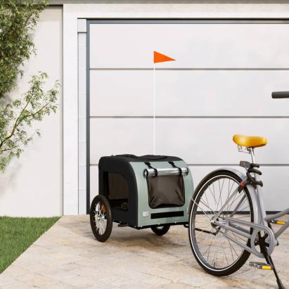 Remorcă bicicletă animale companie gri/negru textil oxford/fier GartenMobel Dekor