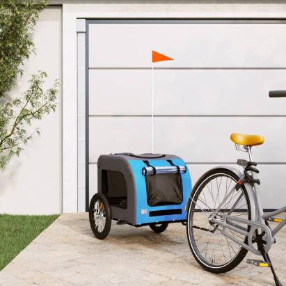 Remorcă bicicletă animale companie, albastru/gri, oxford/fier GartenMobel Dekor