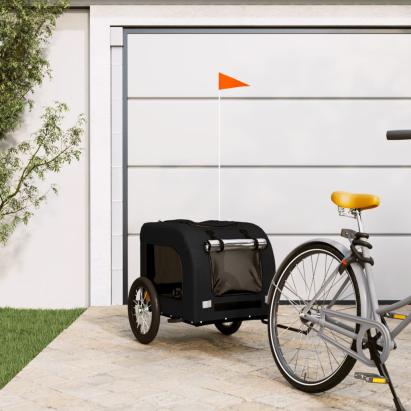 Remorcă bicicletă animale companie, negru, textil oxford/fier GartenMobel Dekor