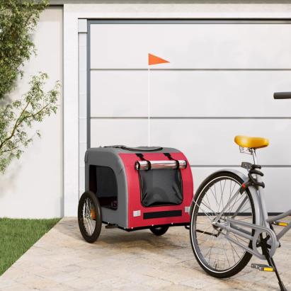 Remorcă bicicletă animale companie, roșu/gri textil oxford/fier GartenMobel Dekor