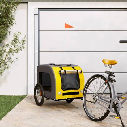 Remorcă bicicletă animale companie, galben/gri, oxford/fier GartenMobel Dekor