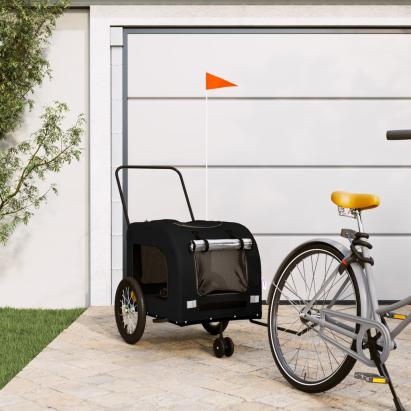 Remorcă bicicletă animale companie, negru, textil oxford/fier GartenMobel Dekor