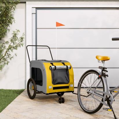 Remorcă bicicletă animale companie, galben/gri, oxford/fier GartenMobel Dekor