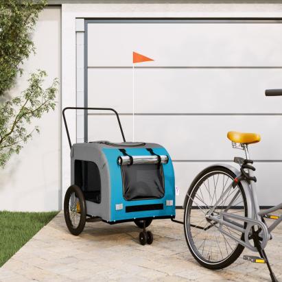 Remorcă bicicletă animale companie, albastru/gri, oxford/fier GartenMobel Dekor