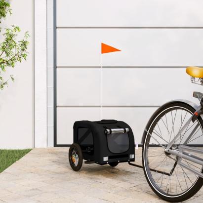 Remorcă bicicletă animale companie, negru, textil oxford/fier GartenMobel Dekor