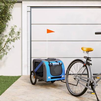 Remorcă bicicletă animale companie, albastru/gri, oxford/fier GartenMobel Dekor