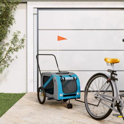 Remorcă bicicletă animale companie, albastru/gri, oxford/fier GartenMobel Dekor
