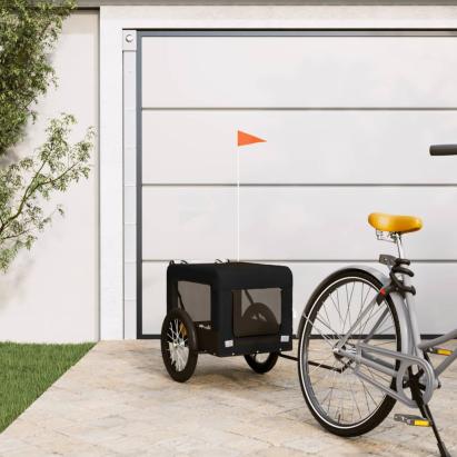 Remorcă bicicletă animale companie, negru, textil oxford/fier GartenMobel Dekor