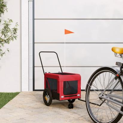 Remorcă bicicletă animale companie, roșu/negru, oxford/fier GartenMobel Dekor
