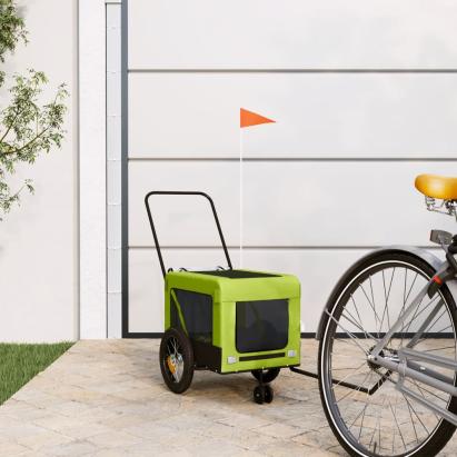 Remorcă bicicletă animale companie, verde/negru, oxford/fier GartenMobel Dekor