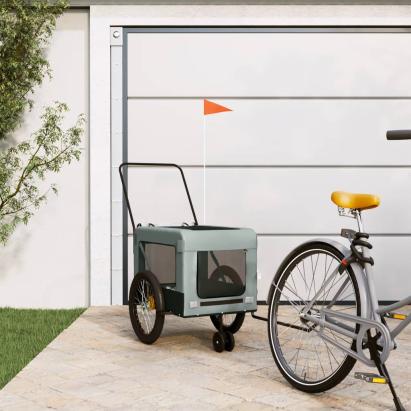 Remorcă bicicletă animale companie, gri/negru, oxford/fier GartenMobel Dekor