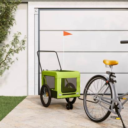 Remorcă bicicletă animale companie, verde/negru, oxford/fier GartenMobel Dekor