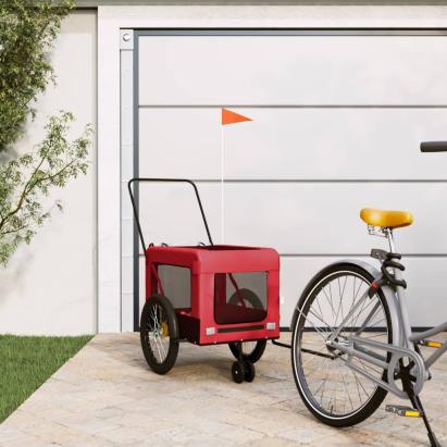 Remorcă bicicletă animale companie, roșu/negru, oxford/fier GartenMobel Dekor