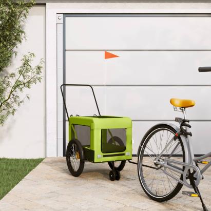 Remorcă bicicletă animale companie, verde/negru, oxford/fier GartenMobel Dekor