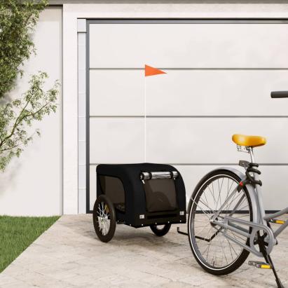 Remorcă bicicletă animale companie, negru, textil oxford/fier GartenMobel Dekor