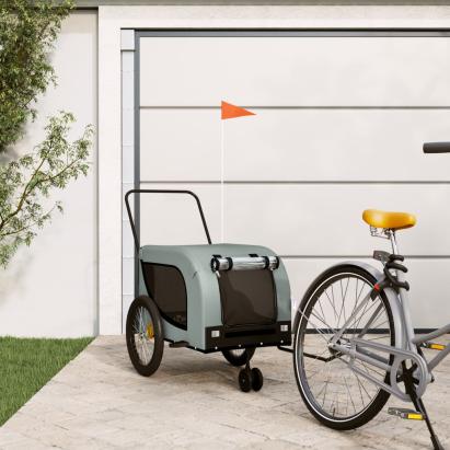 Remorcă bicicletă animale companie, gri/negru, oxford/fier GartenMobel Dekor