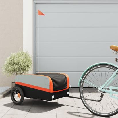 Remorcă pentru biciclete negru/portocaliu, 30 kg, fier GartenMobel Dekor
