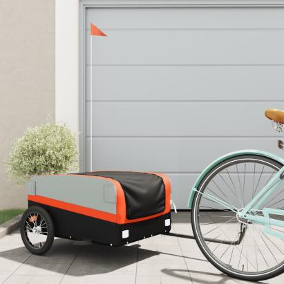 Remorcă pentru biciclete, negru și portocaliu, 45 kg, fier GartenMobel Dekor