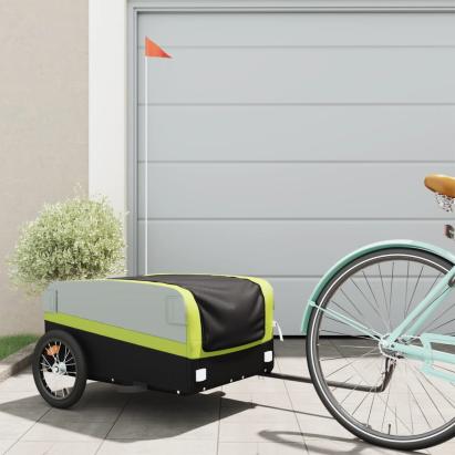 Remorcă pentru biciclete, negru și verde, 45 kg, fier GartenMobel Dekor
