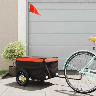 Remorcă pentru biciclete negru/portocaliu, 30 kg, fier GartenMobel Dekor