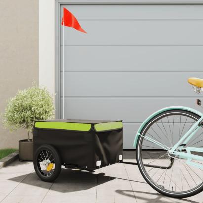 Remorcă pentru biciclete, negru și verde, 30 kg, fier GartenMobel Dekor