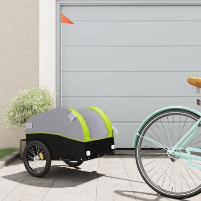 Remorcă pentru biciclete, negru și verde, 30 kg, fier GartenMobel Dekor