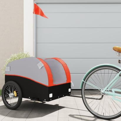 Remorcă pentru biciclete, negru și portocaliu, 45 kg, fier GartenMobel Dekor