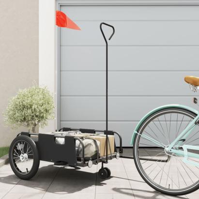 Remorcă de bicicletă, negru, textil oxford și fier GartenMobel Dekor
