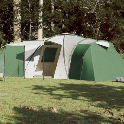 Cort camping, 12 persoane, verde, țesătură opacă, impermeabil GartenMobel Dekor