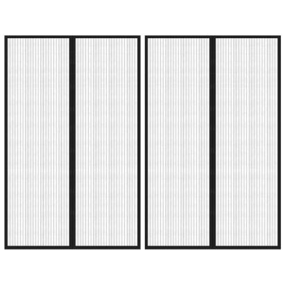Perdea de ușă anti-insecte cu magnet, 2 buc., negru, 220x130 cm GartenMobel Dekor