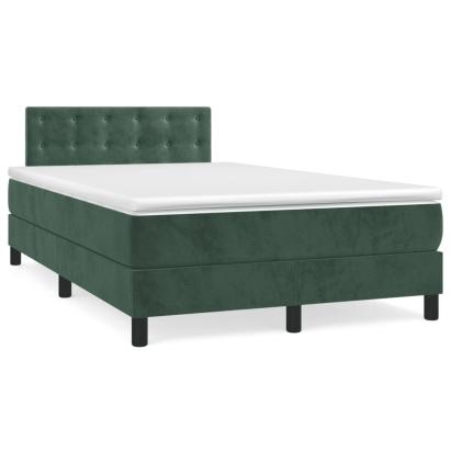 Pat box spring cu saltea, verde închis, 120x190 cm, catifea GartenMobel Dekor