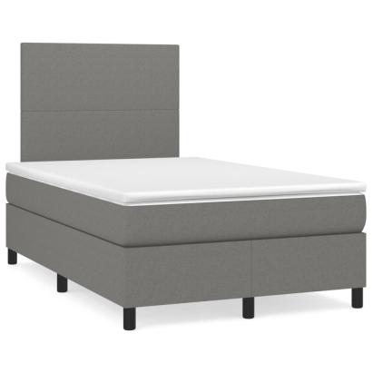 Pat box spring cu saltea, gri închis, 120x190 cm, textil GartenMobel Dekor