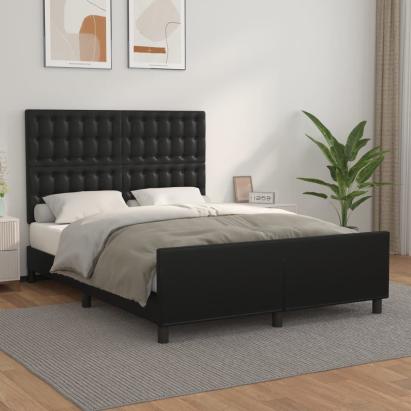 Cadru de pat cu tăblie, negru, 140x200 cm, piele ecologică GartenMobel Dekor