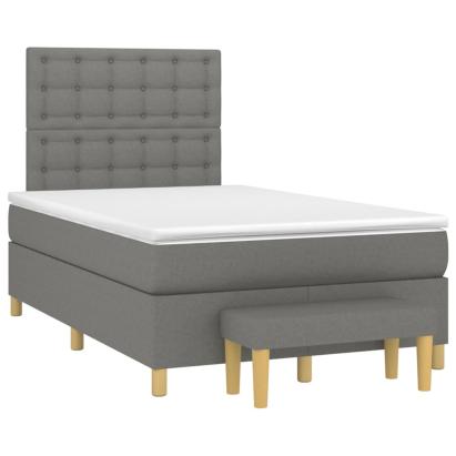 Pat box spring cu saltea, gri închis, 120x190 cm, textil GartenMobel Dekor